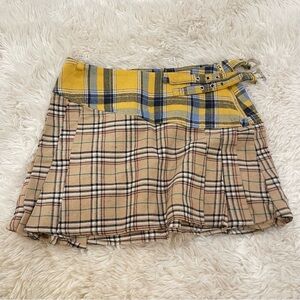double plaid mini skirt